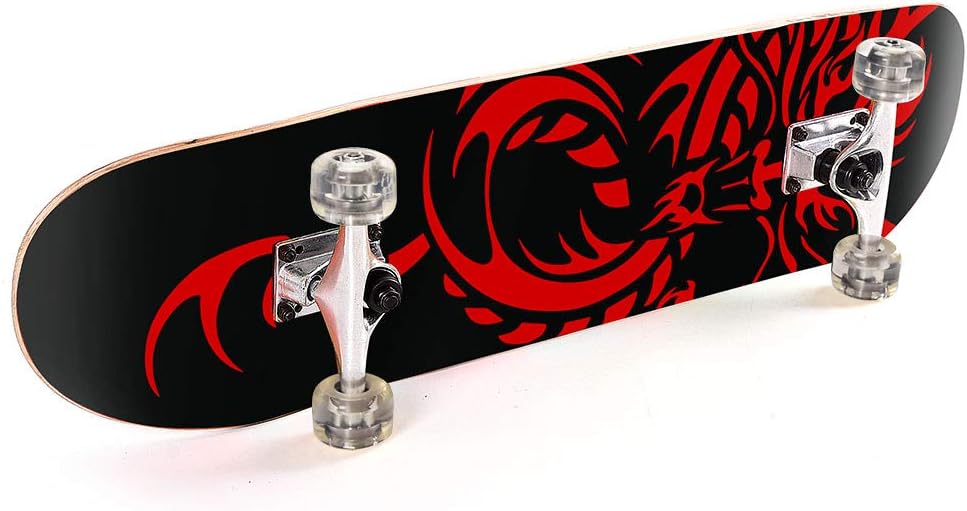 APQ-Skateboard Complete Longboard Double Kick Skate Board Cruiser 8 Layer Maple Deck for Extreme Sports and