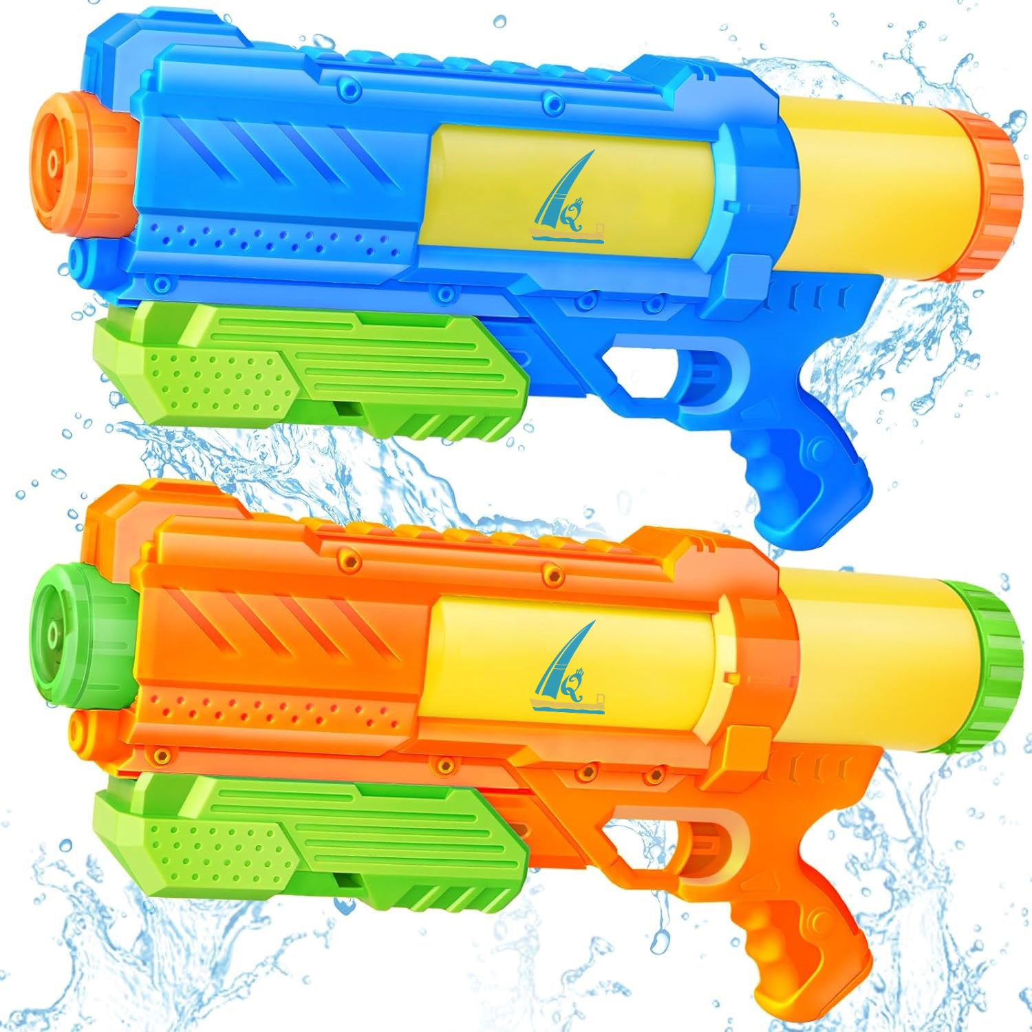 AQD Super Water Gun for Kids Adults: 2 Pack Squirt Blasters 1200cc Super Water Gun Soaker with Impressive Range - Ideal Toys for Boys Girls Summer Outdoor Swimming Pool Beach Sand Water Fighting Fun