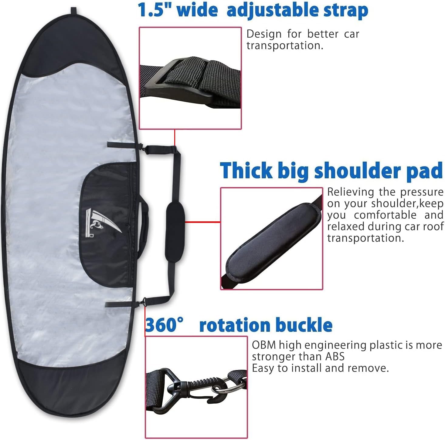 AQD Surfboard Cover and Surfboard Storage Bag for Outdoor Travel,5'0"-9'10" Surfboard Bag,Maximum Protection for Your Surfboard