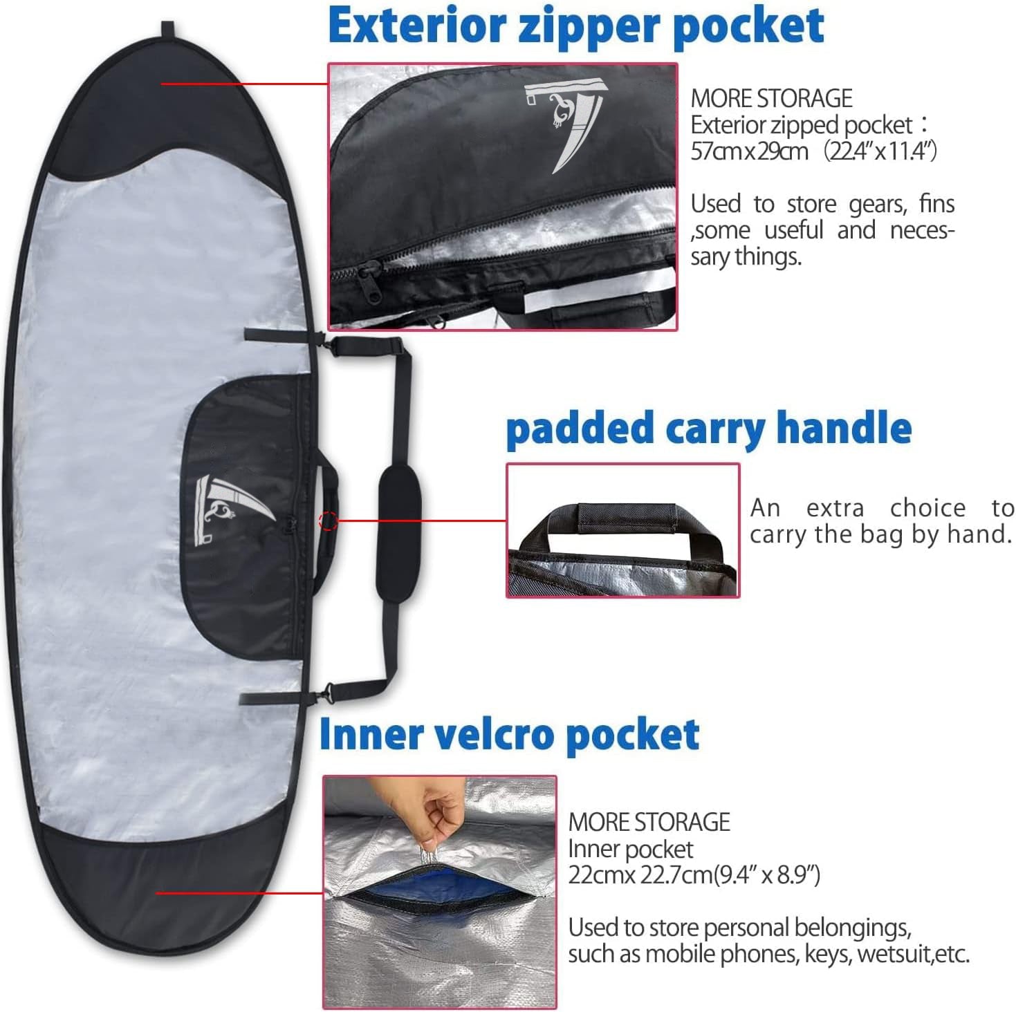 AQD Surfboard Cover and Surfboard Storage Bag for Outdoor Travel,5'0"-9'10" Surfboard Bag,Maximum Protection for Your Surfboard