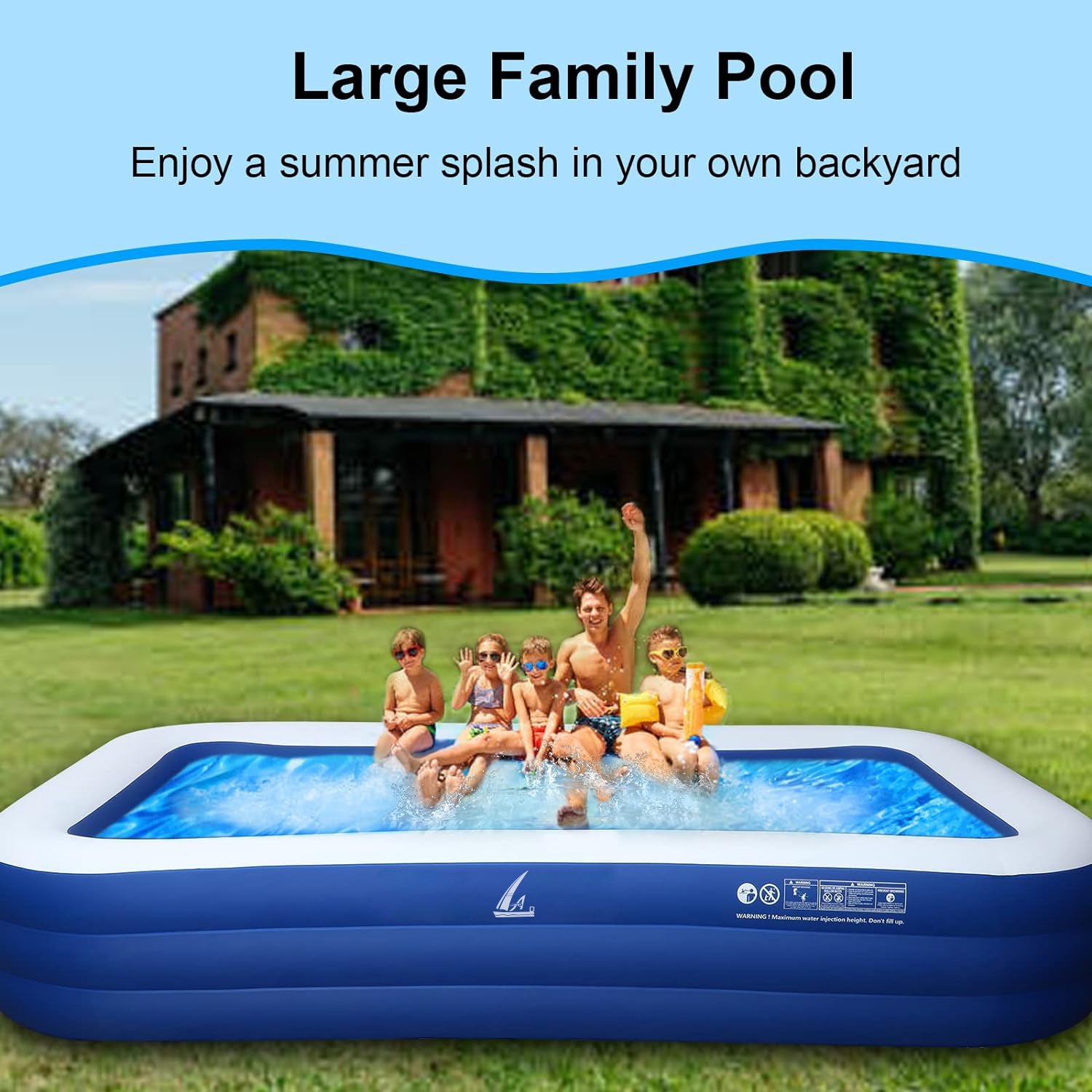 AAD Inflatable Swimming Pool for Backyard Outdoor Indoor Summer Water Parties