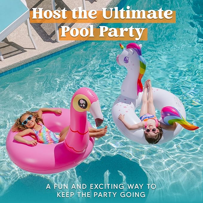 AQD-Flamingo Unicorn Pool Float - Inflatable Swimming Pool Tubes Party Toys, Lake Beach Floaty Swim Rings Summer Pool Raft Lounger for Adults & Kids