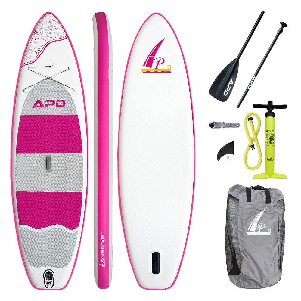 APD Inflatable Stand Up Paddle Board 9X30X6 (Pink)