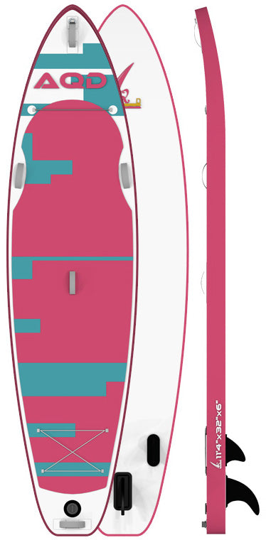 AQD Inflatable Stand Up Paddle Board 11.4X32X6 (Pink)