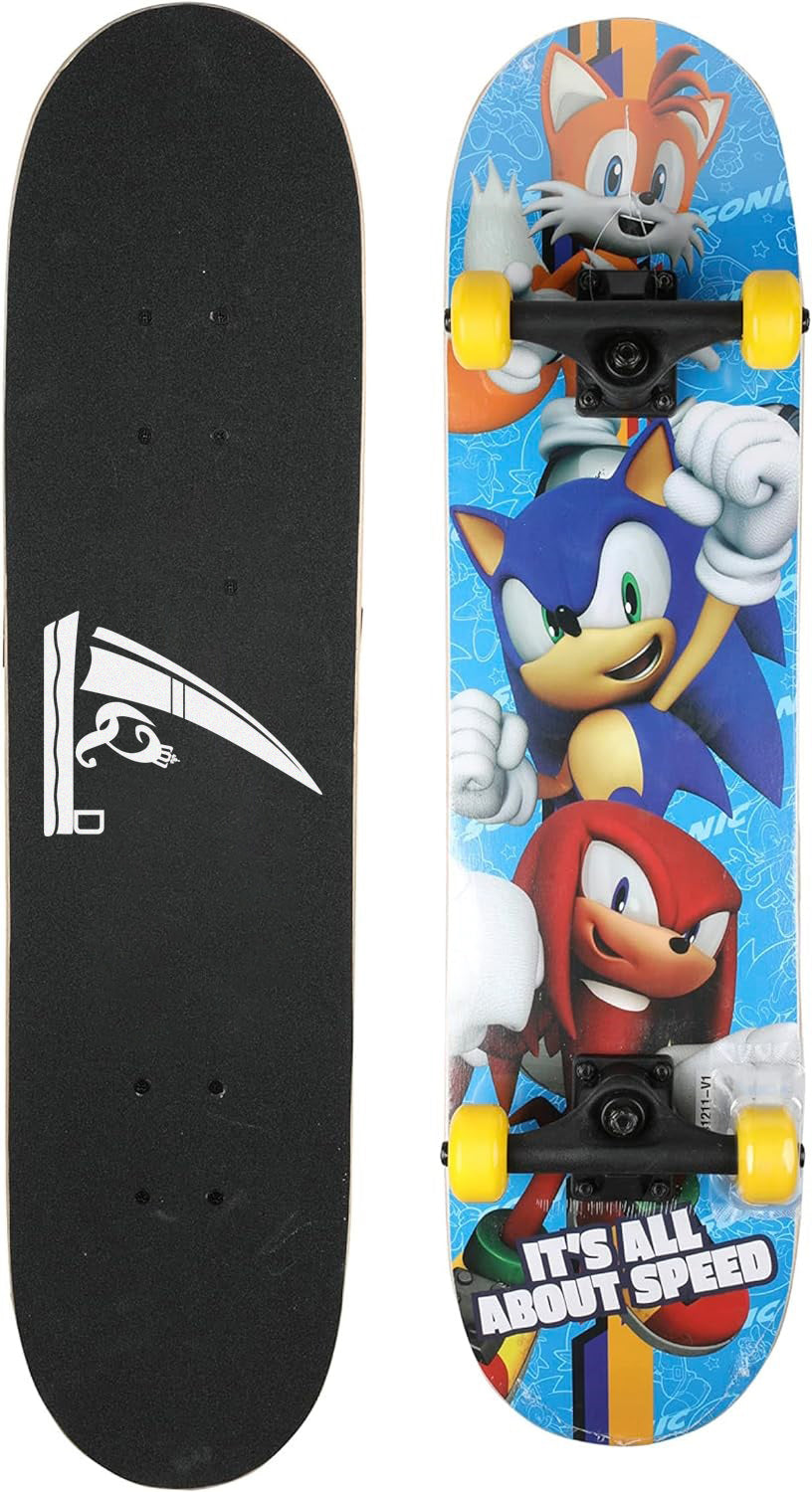 AAD-Sonic The Hedgehog Character Skateboards - Cruiser Skateboard with ABEC 5 Bearings, Durable Deck, Smooth Wheels