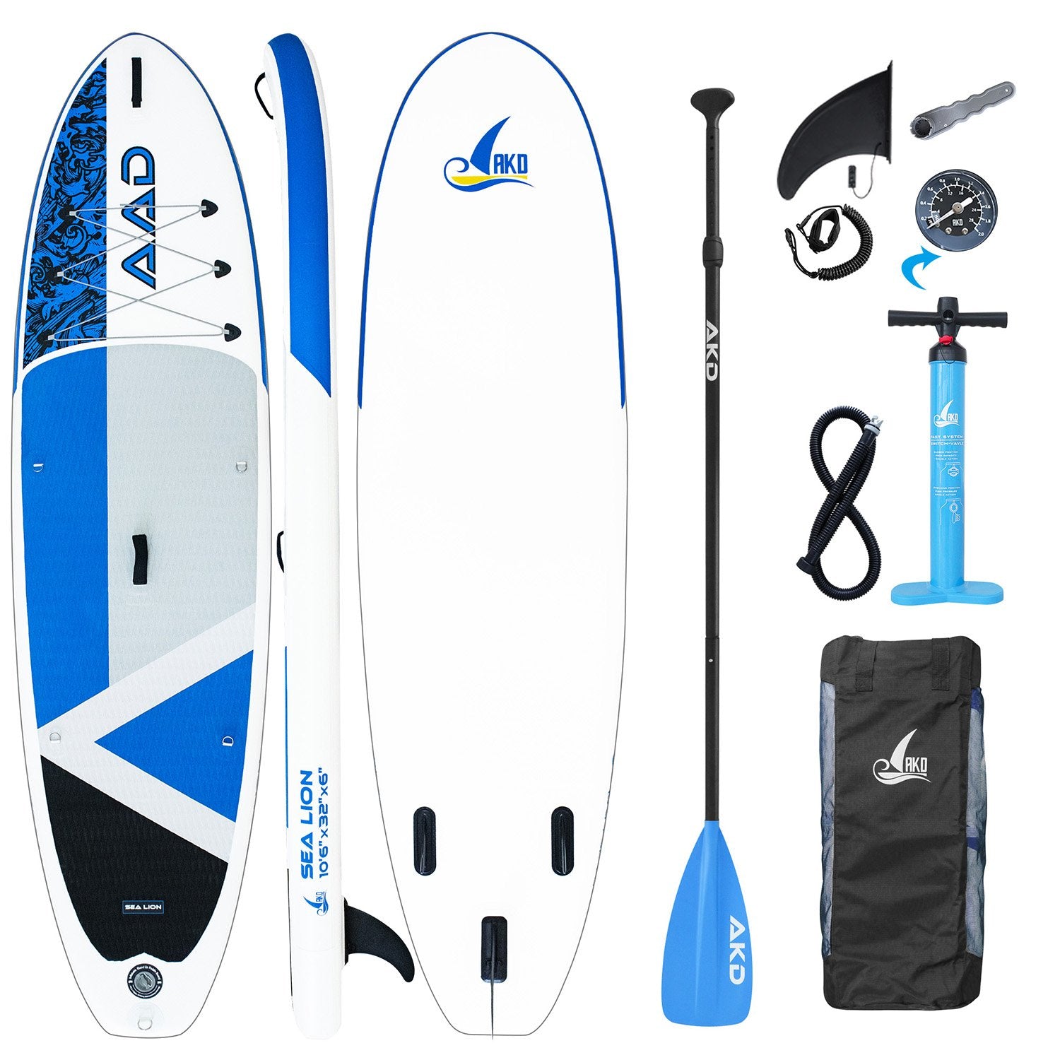 AKD SeaLion Stand Up Paddle Board 10'6 "320x81x15cm SUP Board 150kg / 318L (Blue)