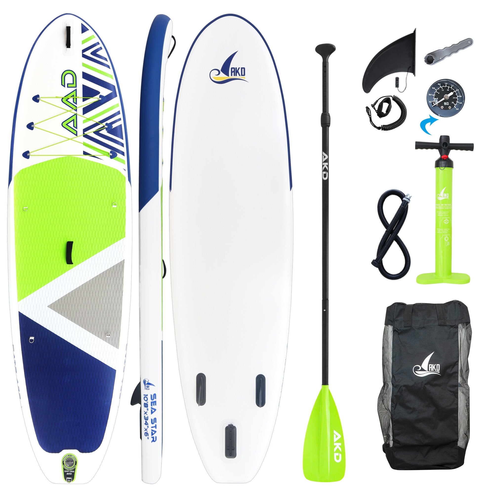 AKD SeaStar Stand Up Paddle Board 10'8” 325x86x15cm SUP Board 165kg/346L (Green)