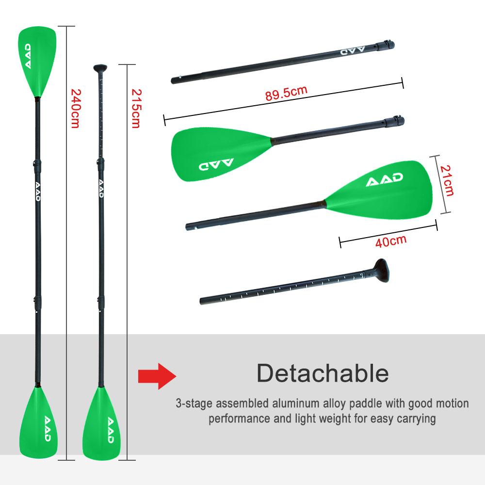 AKD Stand Up Paddle Aluminum Double Paddle Inflatable Sup Paddle 240cm (Green)